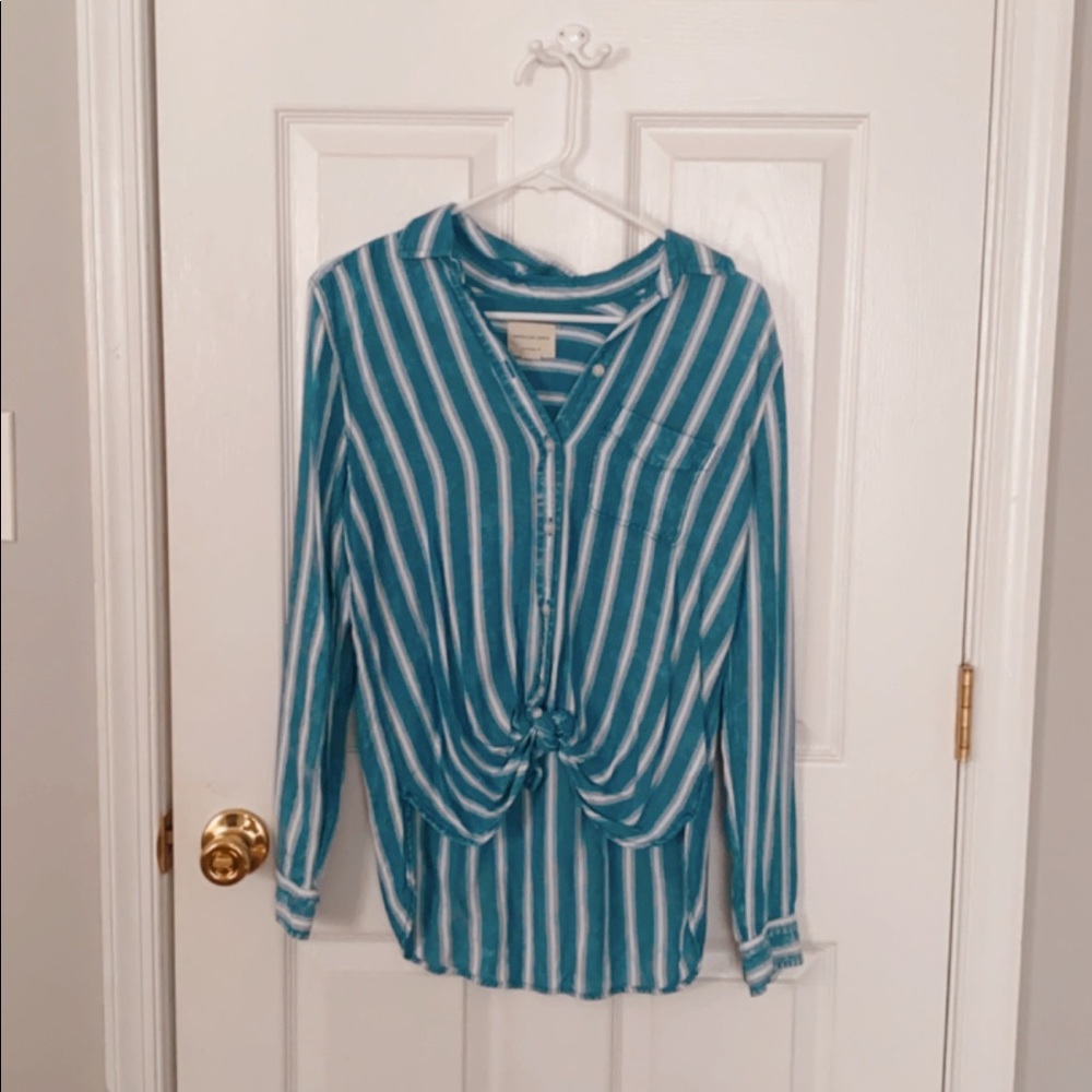 American Eagle Striped Button Up - image 1